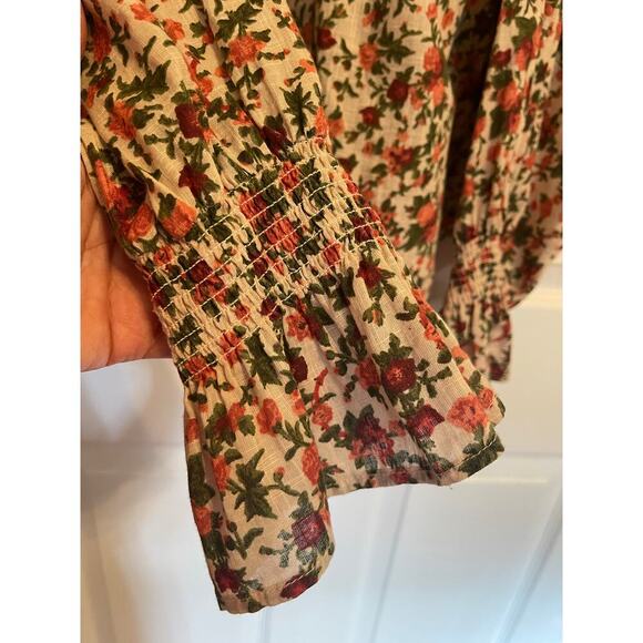 Free People Meant to Be Floral Cotton Long sleeve blouse size XSmall - Picture 12 of 12